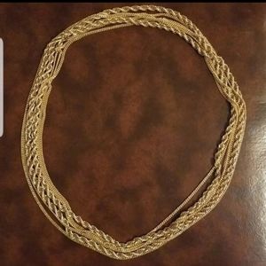 Vintage long Monet Gold Tone Lady's Necklace 27"